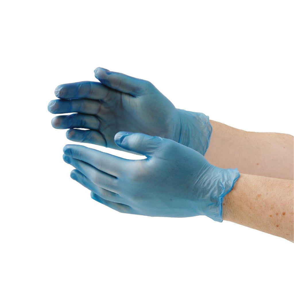 Hygiplas Powder-Free Vinyl Gloves Blue Small (Pack of 100) - CF403-S  Hygiplas   