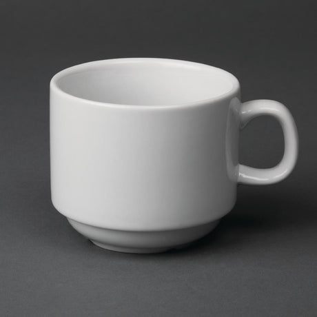 Olympia Whiteware Stacking Tea Cups 7oz 200ml (Pack of 12) - CB467 Cups and Mugs Olympia