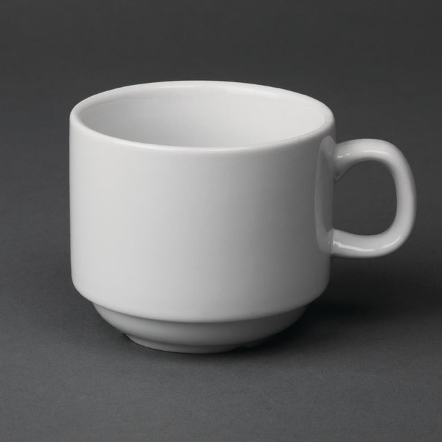 Olympia Whiteware Stacking Tea Cups 7oz 200ml (Pack of 12) - CB467 Cups and Mugs Olympia