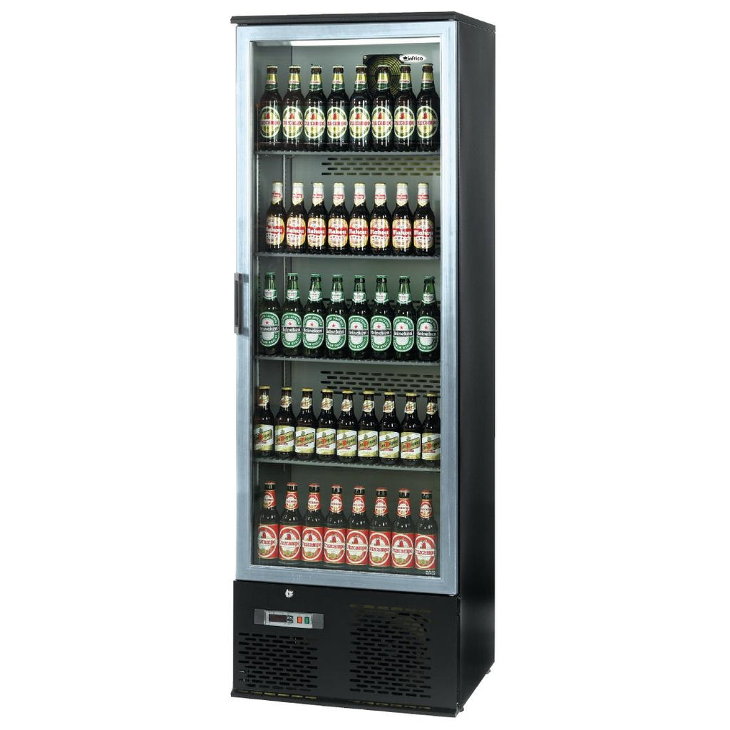 Infrico Upright Back Bar Cooler with Hinged Door in Black and Steel ZXS10 - CC608  Infrico   