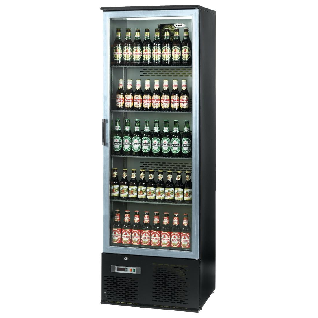 Infrico Upright Back Bar Cooler with Hinged Door in Black and Steel ZXS10 - CC608  Infrico   
