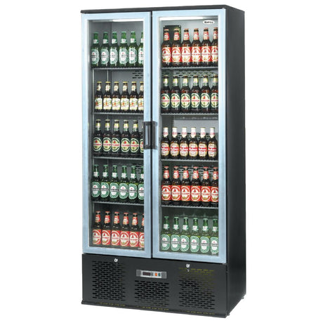 Infrico Upright Back Bar Cooler with Hinged Doors in Black and Steel ZXS20 - CC609  Infrico   