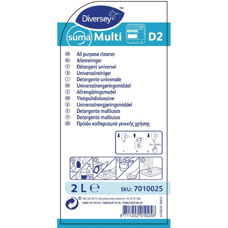 Suma Multi D2 All-Purpose Cleaner Concentrate 2Ltr - CX801  Diversey   