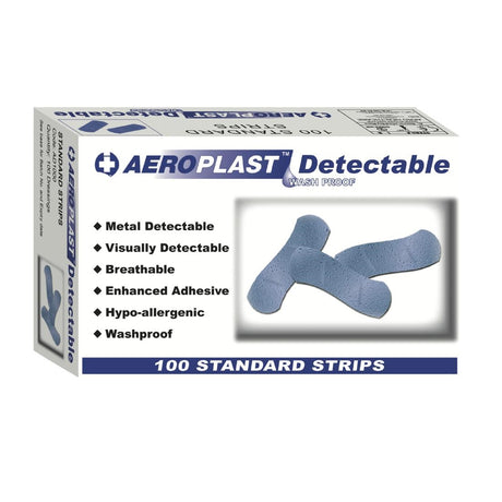 Aeroplast Detectable Blue Plasters Extra Wide 25x75mm  (Pack of 100) - CD523  Aero   