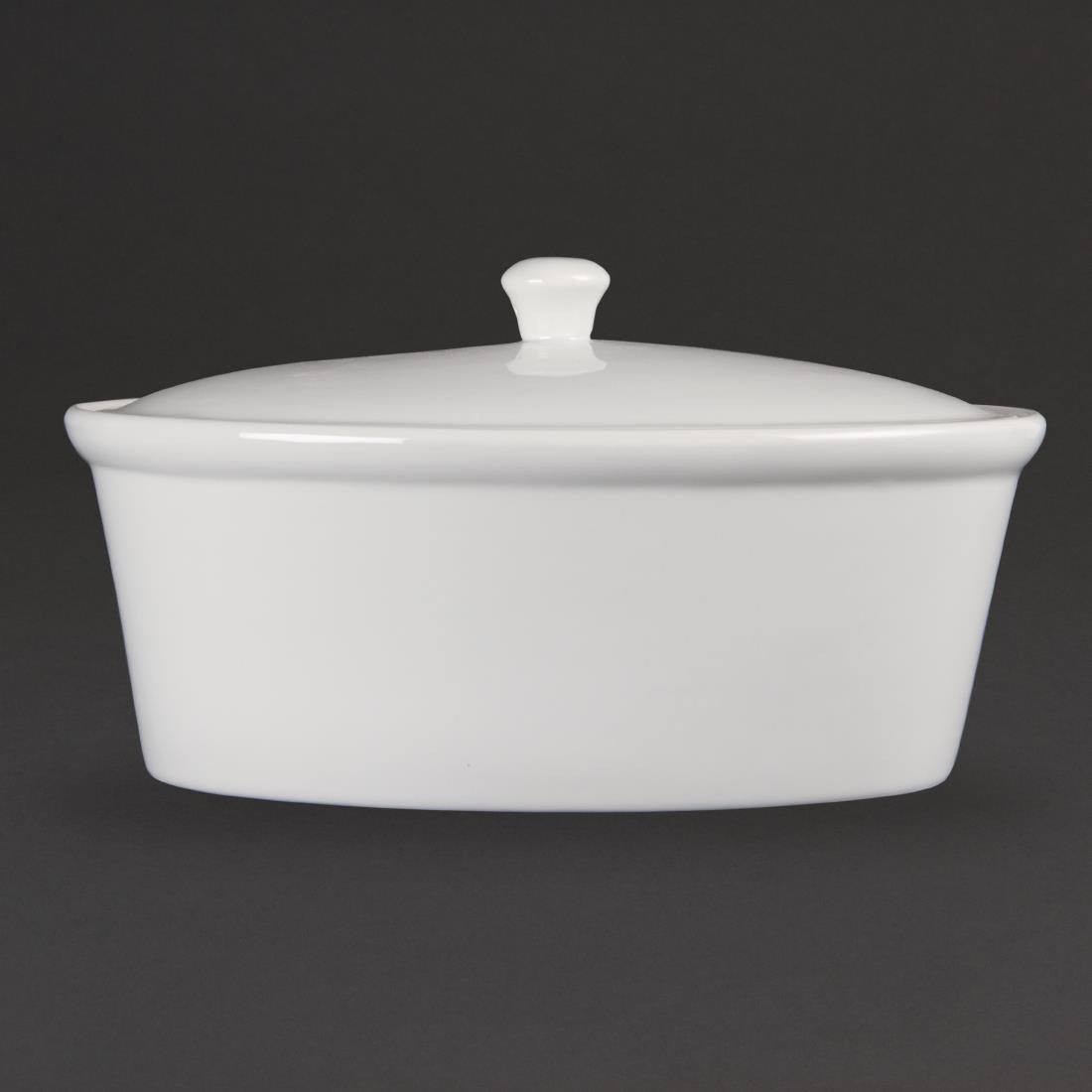 Olympia Whiteware Oval Casserole Dish with Lid 2.2Ltr - CB712 Olympia Crockery Olympia   