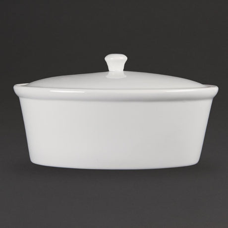 Olympia Whiteware Oval Casserole Dish with Lid 2.2Ltr - CB712 Olympia Crockery Olympia   