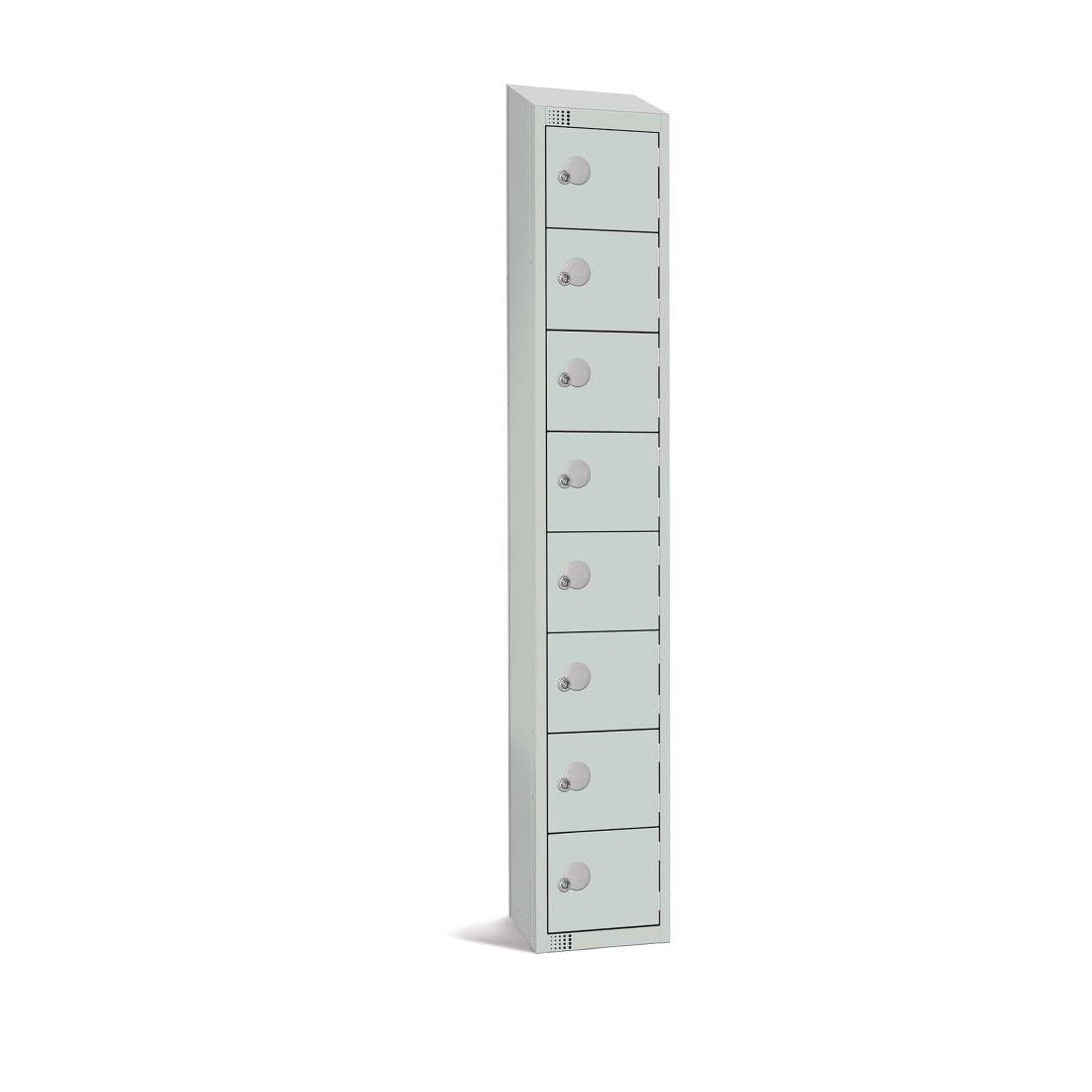 Elite Eight Door Camlock Locker with Sloping Top Grey - CE100-CS Steel Lockers 300mm Deep Elite Lockers   