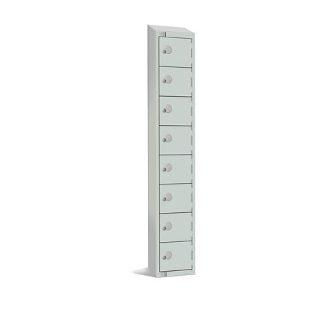 Elite Eight Door Padlock Locker with Sloping Top Grey - CE100-PS Steel Lockers 300mm Deep Elite Lockers   