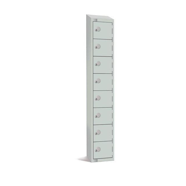 Elite Eight Door Padlock Locker with Sloping Top Grey - CE100-PS Steel Lockers 300mm Deep Elite Lockers   