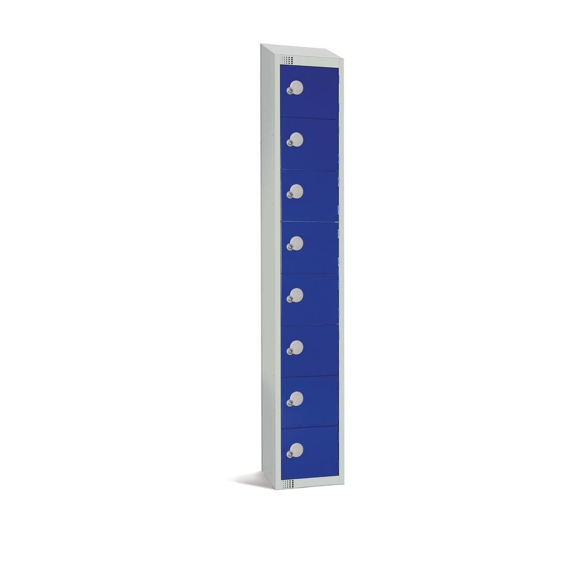 Elite Eight Door Padlock Locker with Sloping Top Blue - CE102-PS Steel Lockers 300mm Deep Elite Lockers   