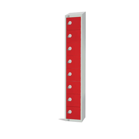 Elite Eight Door Manual Combination Locker Locker Red with Sloping Top - CE103-CLS Steel Lockers 300mm Deep Elite Lockers   