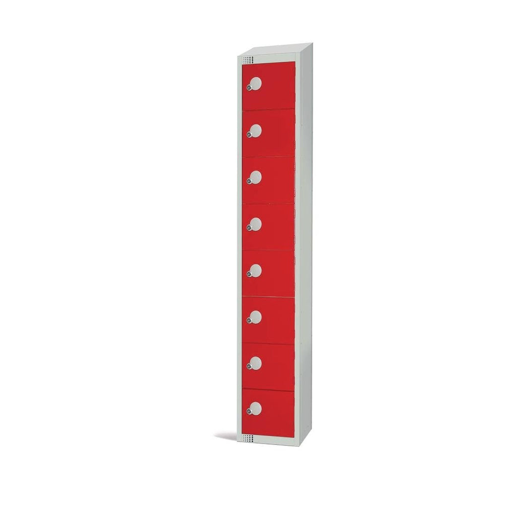 Elite Eight Door Coin Return Locker with Sloping Top Red - CE103-CNS Steel Lockers 300mm Deep Elite Lockers   