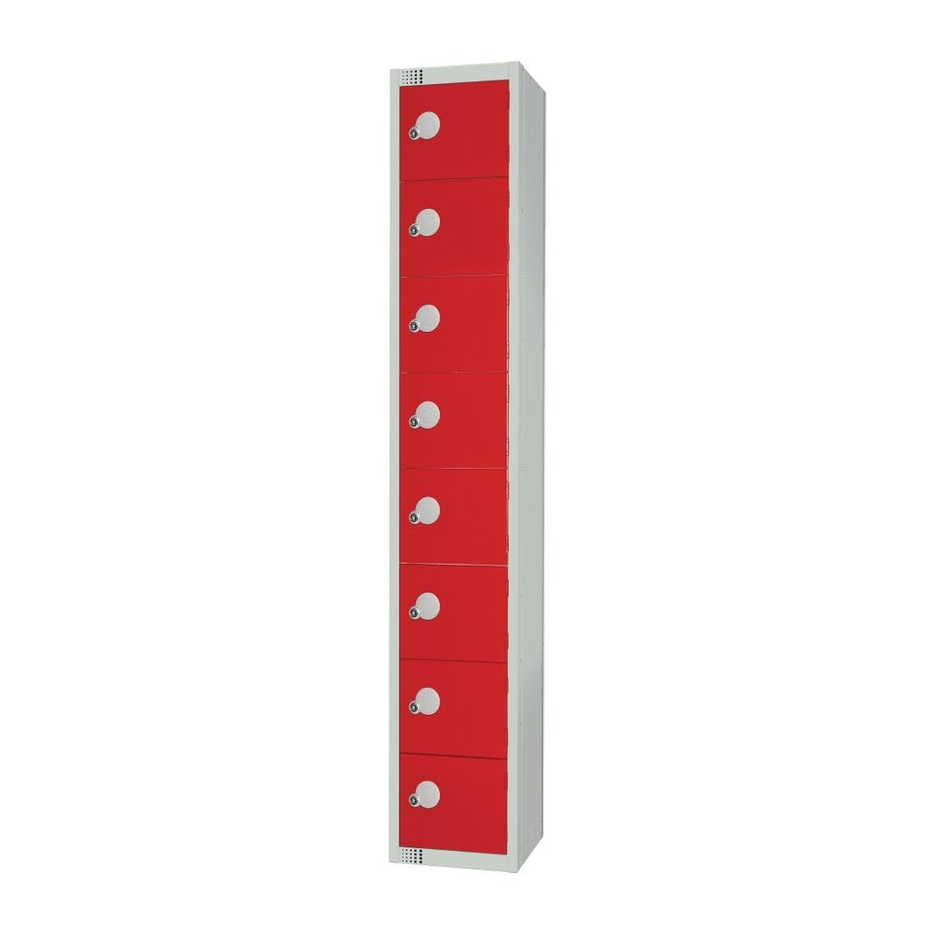Elite Eight Door Coin Return Locker with Sloping Top Red - CE108-CNS Steel Lockers 450mm Deep Elite Lockers   