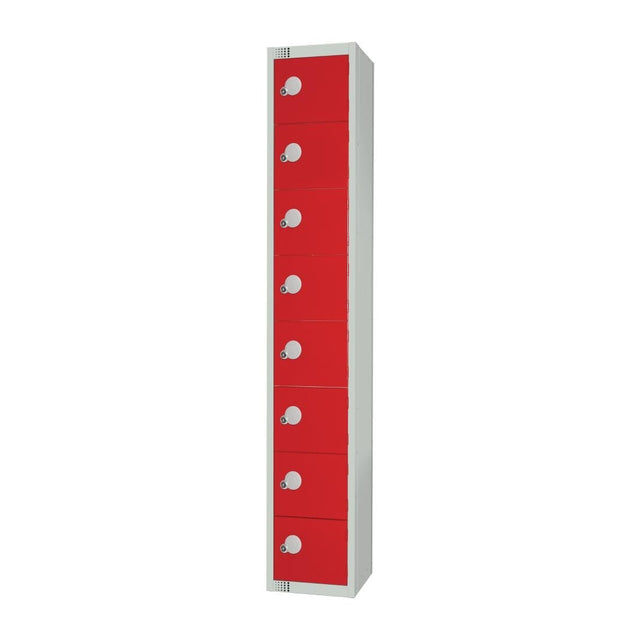 Elite Eight Door Coin Return Locker with Sloping Top Red - CE108-CNS Steel Lockers 450mm Deep Elite Lockers   