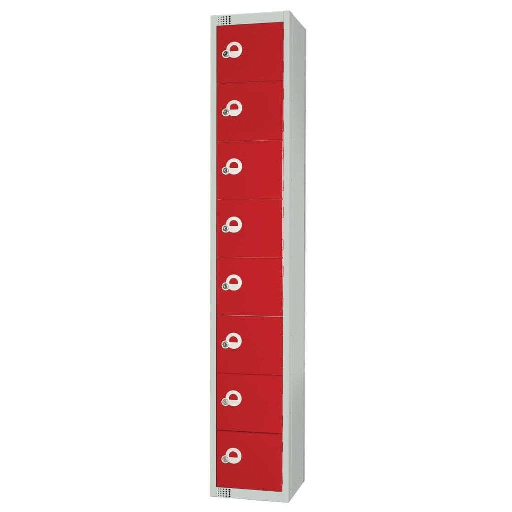 Elite Eight Door Electronic Combination Locker with Sloping Top Red - CE108-ELS Steel Lockers 450mm Deep Elite Lockers   
