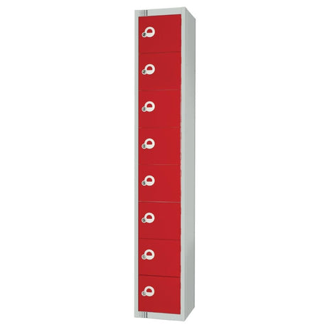 Elite Eight Door Electronic Combination Locker with Sloping Top Red - CE108-ELS Steel Lockers 450mm Deep Elite Lockers   