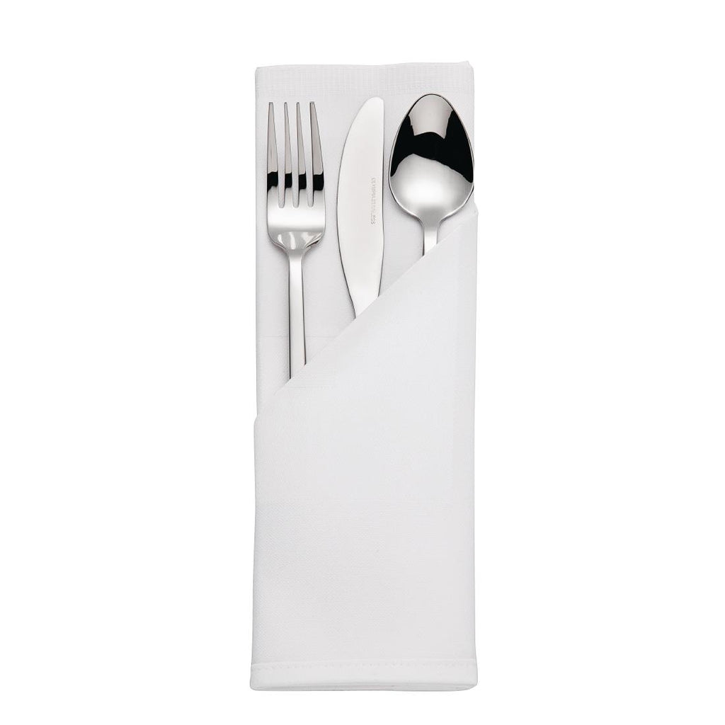 Mitre Luxury Satin Band Napkins Cotton White (Pack of 10) - HB559  Mitre Luxury   