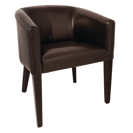 Bolero PU Leather Tub Armchair Dark Brown (Single) - CE593 Upholstered Dining Chairs Bolero   