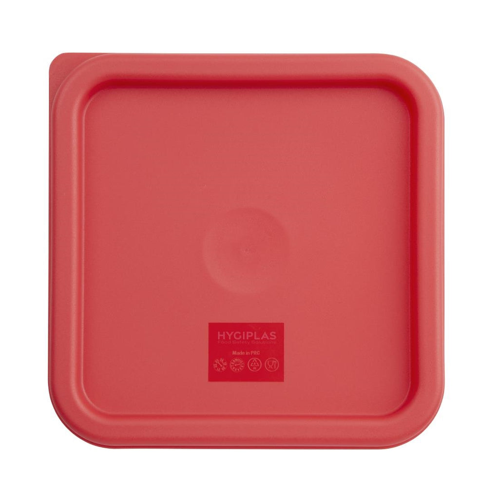 Hygiplas Square Food Storage Container Lid Red Medium - CF041  Hygiplas   