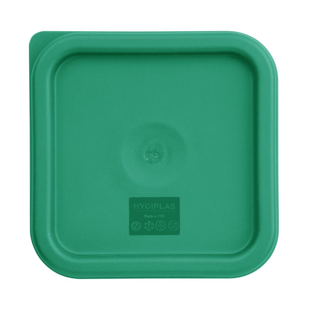Hygiplas Polycarbonate Square Food Storage Container Lid Green Small - CF046  Hygiplas   