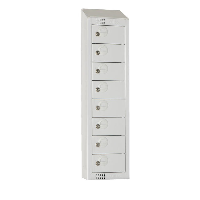Elite Personal Effects Locker 8 Door Grey Camlock Sloping Top - CF754-CS Personal Effects Lockers Elite Lockers   