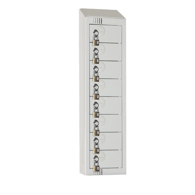 Elite Personal Effects Locker 8 Door Grey Padlock Sloping Top - CF754-PS Personal Effects Lockers Elite Lockers   