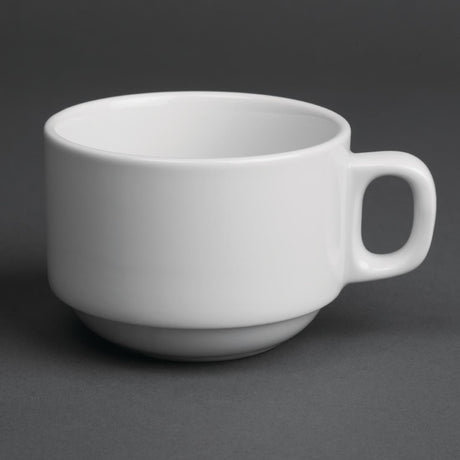 Royal Porcelain Classic White Stackable Tea Cups 200ml (Pack of 12) - CG029 Cups and Mugs Royal Porcelain