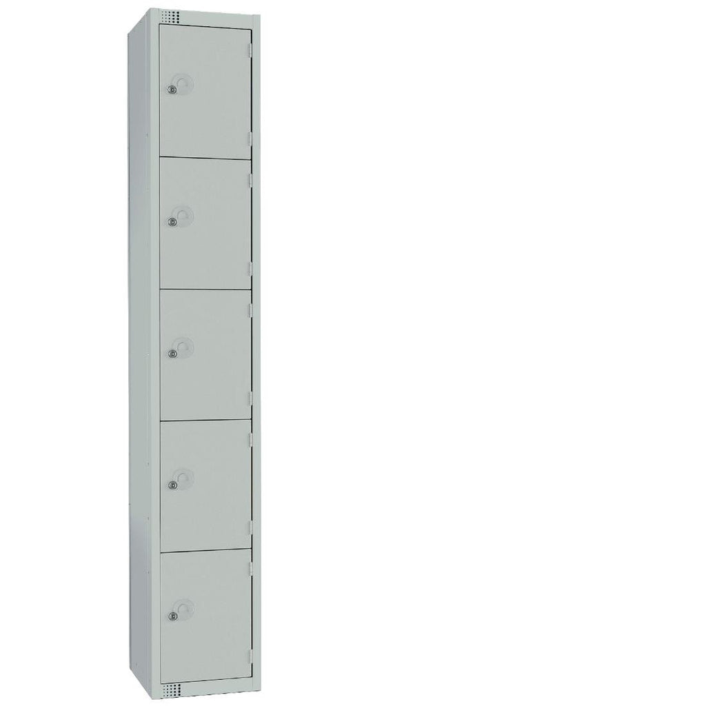Elite Five Door Camlock Locker with Sloping Top Grey - CG610-CS Steel Lockers 300mm Deep Elite Lockers   