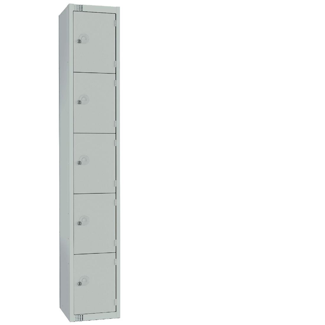 Elite Five Door Camlock Locker with Sloping Top Grey - CG610-CS Steel Lockers 300mm Deep Elite Lockers   