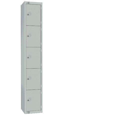 Elite Five Door Camlock Locker with Sloping Top Grey - CG610-CS Steel Lockers 300mm Deep Elite Lockers   