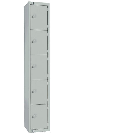 Elite Five Door Padlock Locker with Sloping Top Grey - CG610-PS Steel Lockers 300mm Deep Elite Lockers   