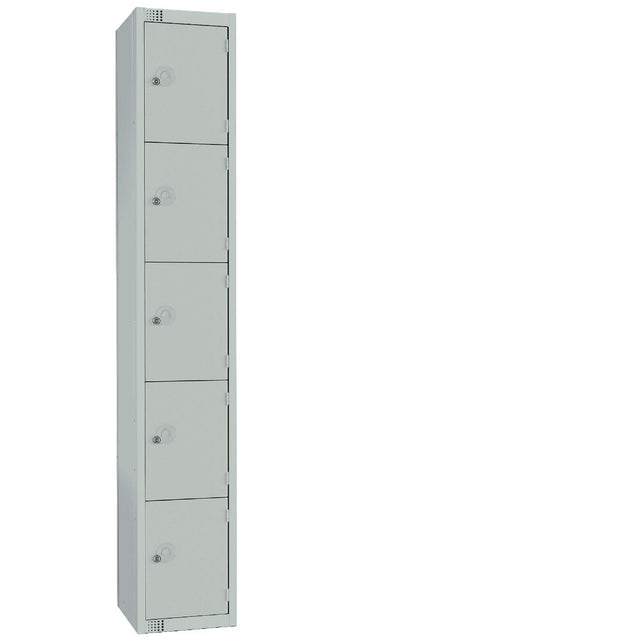 Elite Five Door Padlock Locker with Sloping Top Grey - CG610-PS Steel Lockers 300mm Deep Elite Lockers   