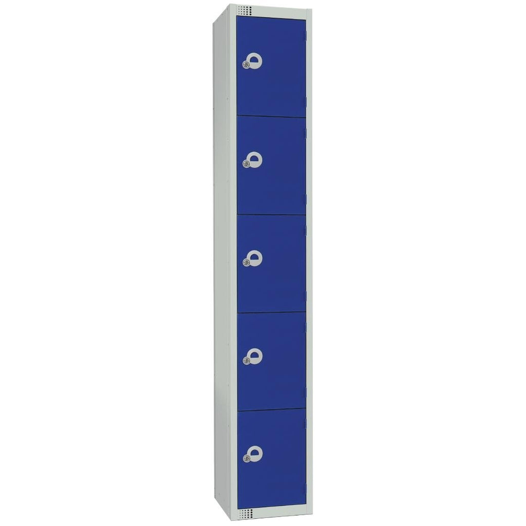 Elite Five Door Coin Return Locker Blue - CG612-CN Steel Lockers 300mm Deep Elite Lockers   