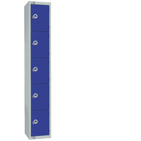 Elite Five Door Camlock Locker with Sloping Top Blue - CG612-CS Steel Lockers 300mm Deep Elite Lockers   