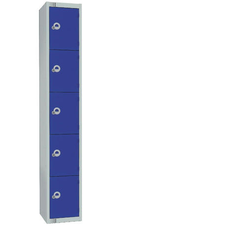 Elite Five Door Padlock Locker with Sloping Top Blue - CG612-PS Steel Lockers 300mm Deep Elite Lockers   