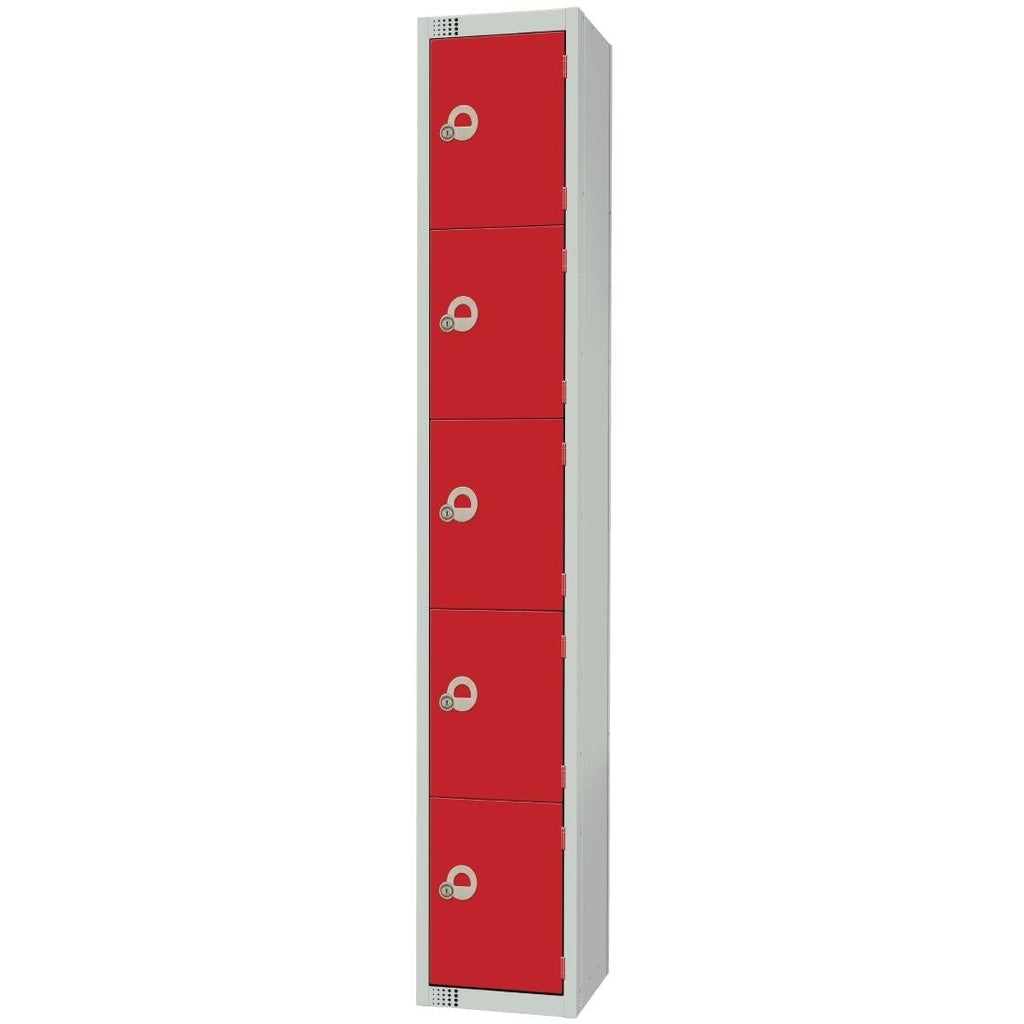 Elite Five Door Coin Return Locker Red - CG613-CN Steel Lockers 300mm Deep Elite Lockers   
