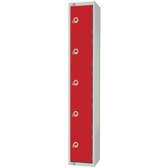 Elite Five Door Padlock Locker Red - CG613-P Steel Lockers 300mm Deep Elite Lockers   