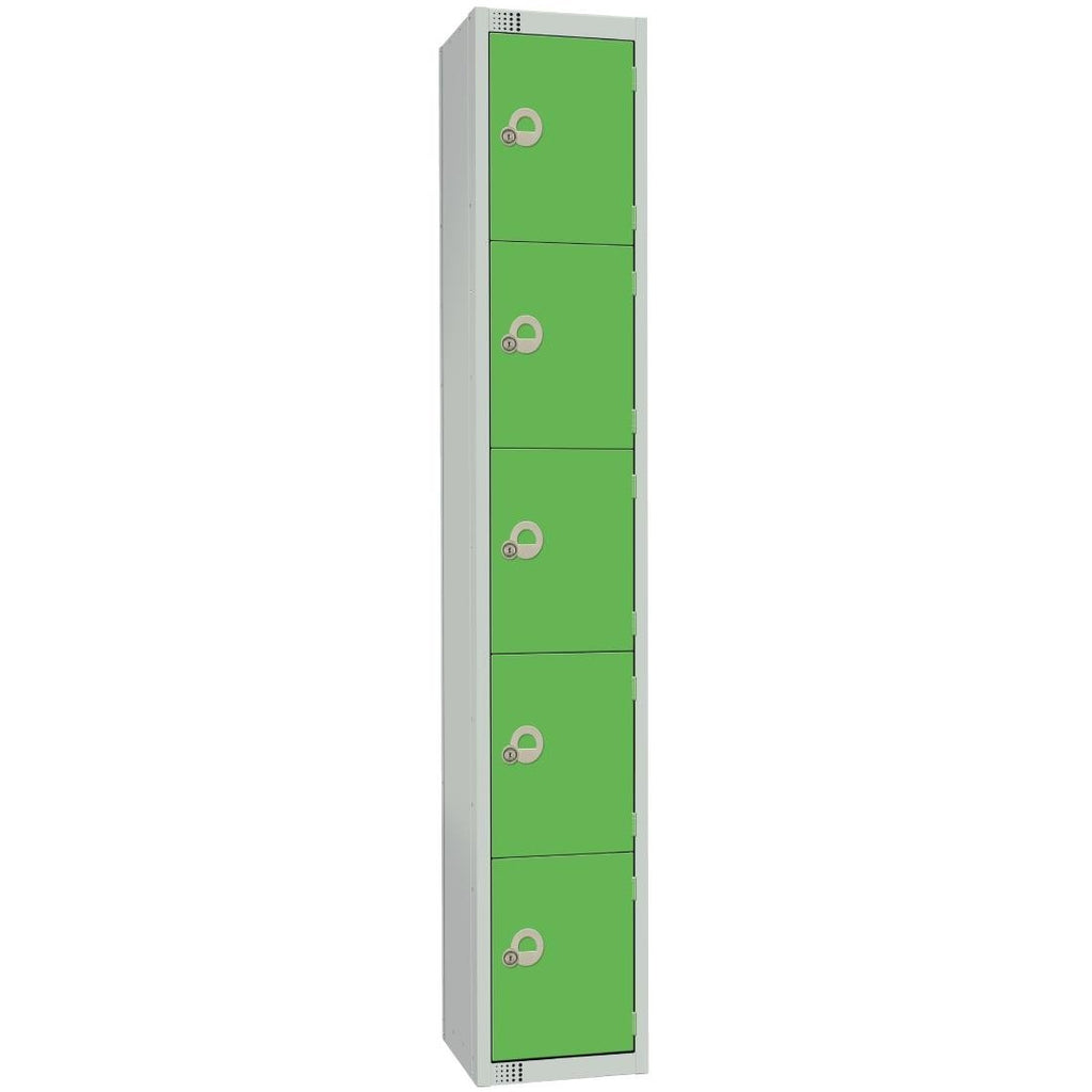 Elite Five Door Coin Return Locker Green - CG614-CN Steel Lockers 300mm Deep Elite Lockers   