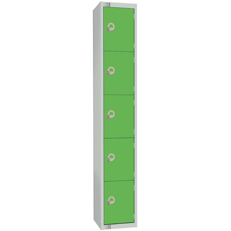 Elite Five Door Coin Return Locker Green - CG614-CN Steel Lockers 300mm Deep Elite Lockers   