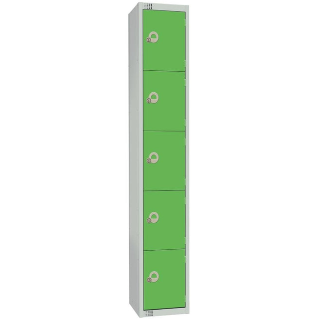 Elite Five Door Coin Return Locker Green - CG614-CN Steel Lockers 300mm Deep Elite Lockers   