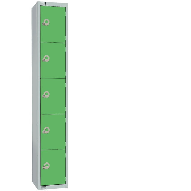 Elite Five Door Coin Return Locker with Sloping Top Green - CG614-CNS Steel Lockers 300mm Deep Elite Lockers   
