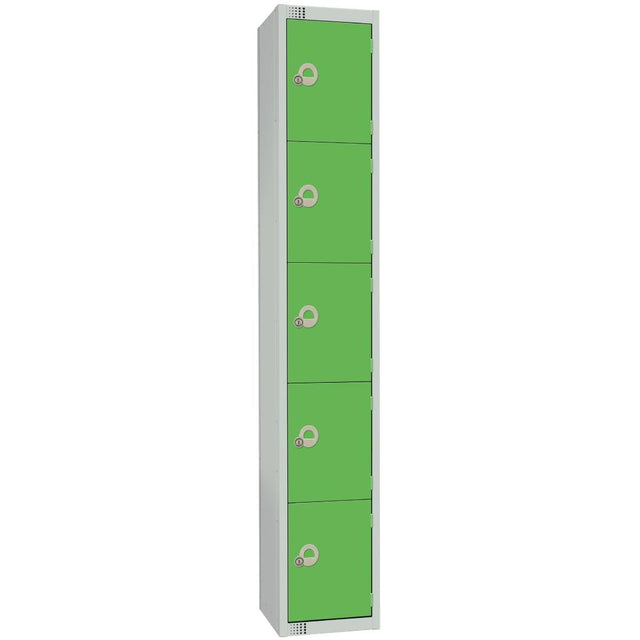Elite Five Door Padlock Locker Green - CG614-P Steel Lockers 300mm Deep Elite Lockers   
