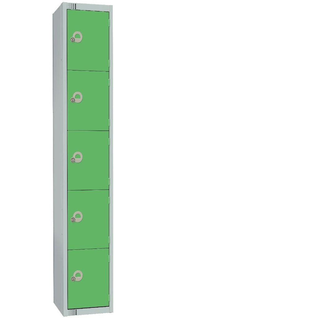 Elite Five Door Padlock Locker with Sloping Top Green - CG614-PS Steel Lockers 300mm Deep Elite Lockers   