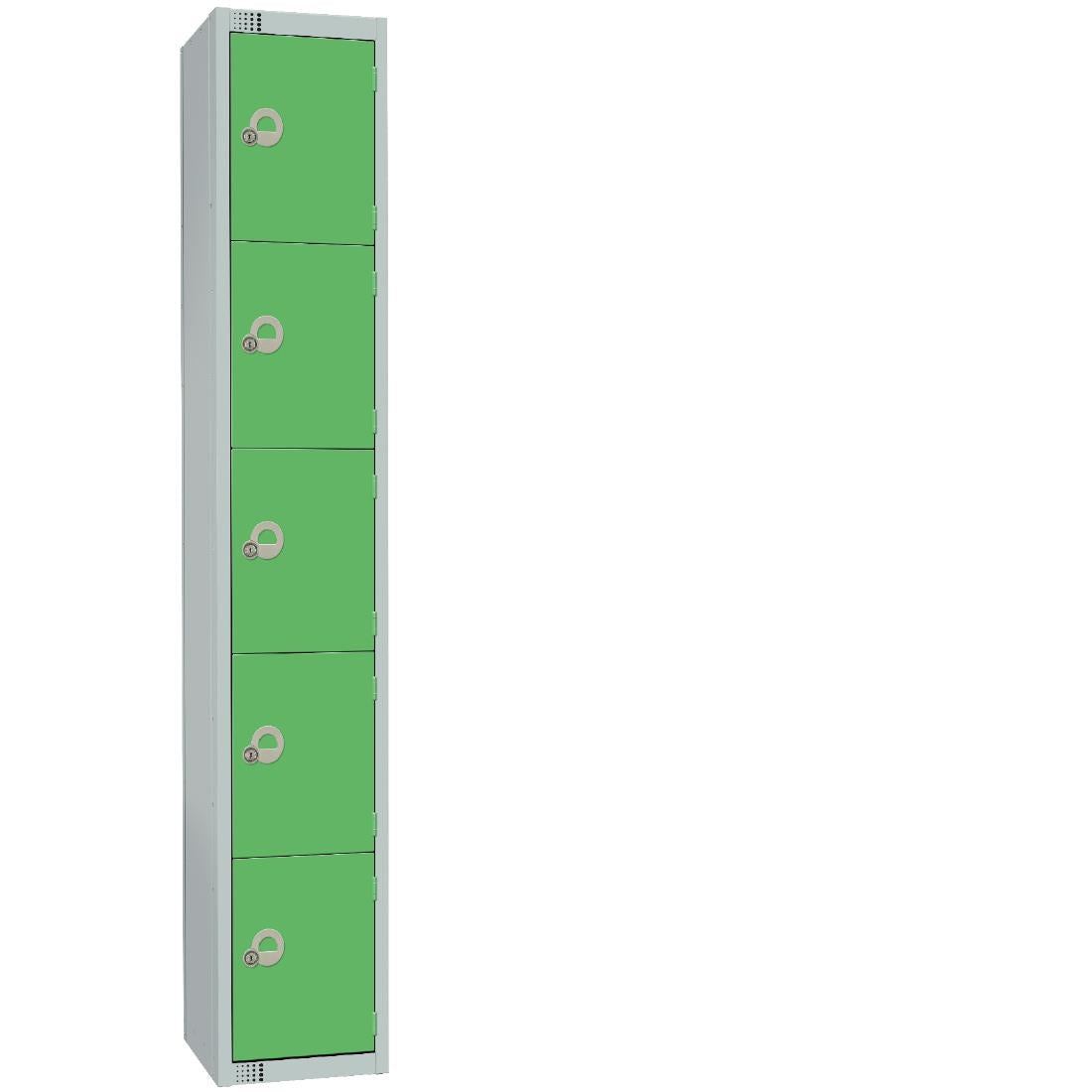 Elite Five Door Padlock Locker with Sloping Top Green - CG614-PS Steel Lockers 300mm Deep Elite Lockers   