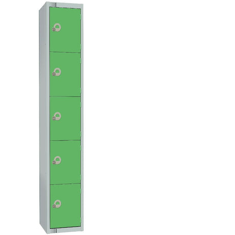 Elite Five Door Padlock Locker with Sloping Top Green - CG614-PS Steel Lockers 300mm Deep Elite Lockers   