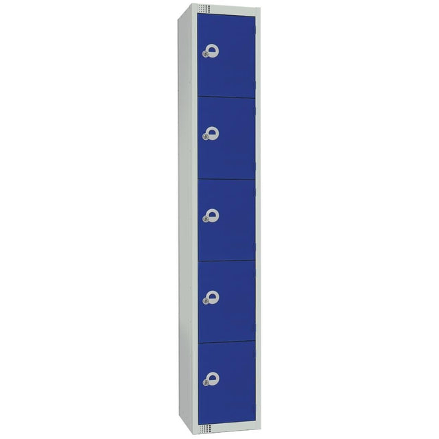 Elite Five Door Coin Return Locker Blue - CG617-CN Steel Lockers 450mm Deep Elite Lockers   