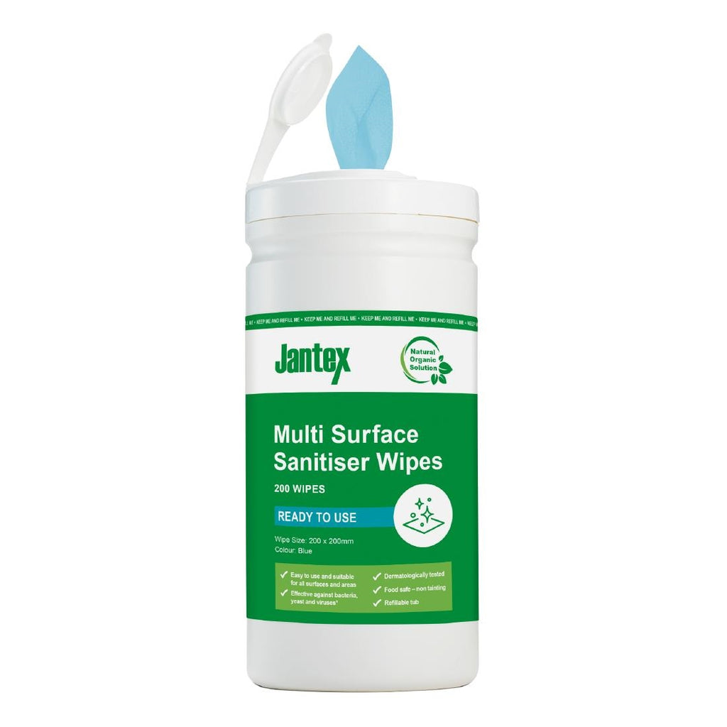 Jantex Green Surface Sanitiser Wipes Starter Tub 200mm (Pack of 200) - CH650  Jantex   