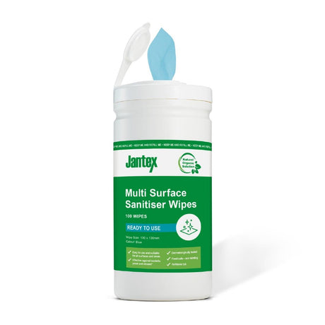 Jantex Green Probe Sanitiser Wipes Starter Tub 130mm (Pack of 100) - CH654  Jantex   
