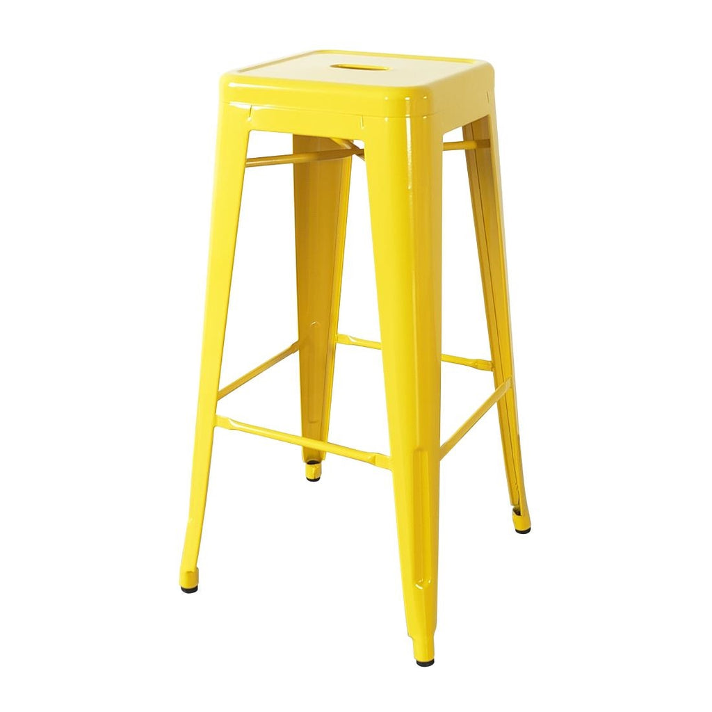 Bolero Bistro Yellow Steel High Stool (Pack of 4) - CH999 Metal Bar Stools Bolero   