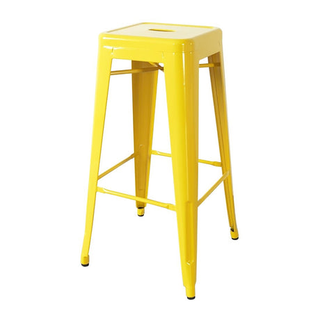 Bolero Bistro Yellow Steel High Stool (Pack of 4) - CH999 Metal Bar Stools Bolero   